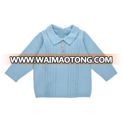 Wholesale Solid Cable European Style Designs Kids Knitted Baby Boy Pullover Sweater