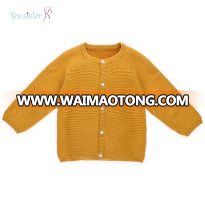 Baby Boy Yellow 100%Cotton Button Plain Kids Cardigans Wholesale