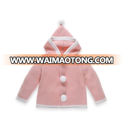 Hot Sale Nice Big Button Baby Girl Hooded Sweater Cardigan Wholesale From China