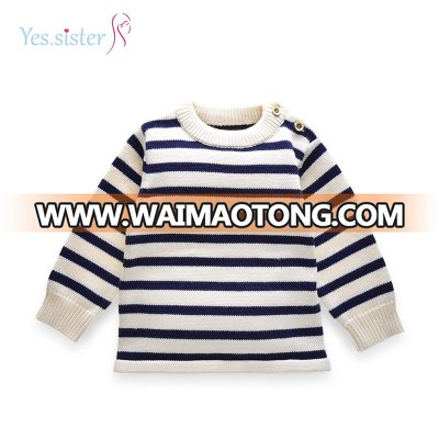 Stripes Light Weight Long Sleeve Soft Sweater Design Baby Wool Knitting Pullover